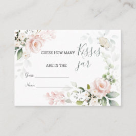 Cartão De Lugar Folhagem Floral Rosa Quantos Beijos no Jar