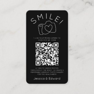 Cartão De Lugar Fotos memoráveis Código Qr Casamento Moderno Chic