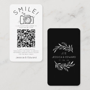 Cartão De Lugar Fotos memoráveis Código Qr Casamento Moderno Chic