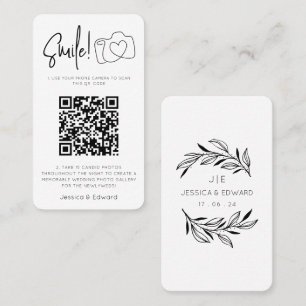 Cartão De Lugar Fotos memoráveis Código Qr Casamento Moderno Chic