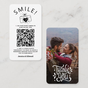 Cartão De Lugar Fotos memoráveis Código Qr Casamento Moderno Chic