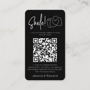 Cartão De Lugar Fotos memoráveis Código Qr Casamento Moderno Chic