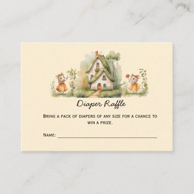 Cartão De Lugar Garota Chá de fraldas Raffle (Frente)
