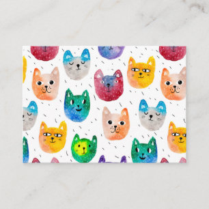 Cartão De Lugar Gatos com aquarelas e amigos