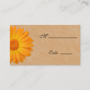 Cartão De Lugar Gerbera Daisy Orange Wood Place Card para Ocasião
