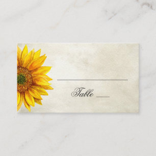 Cartão De Lugar Girassol de aquarela. Casamento russo. País