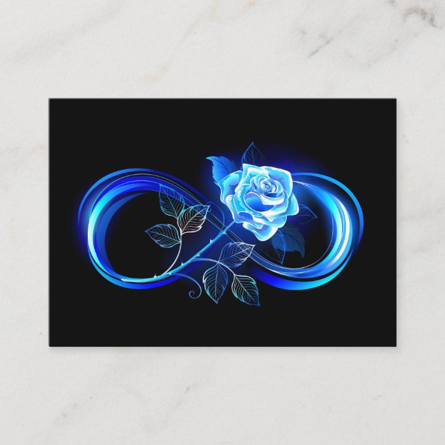 Cartão De Lugar Glowing infinity with blue rose (Frente)