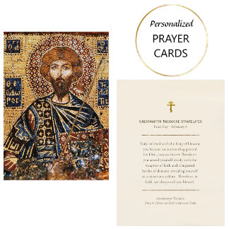 Cartão De Lugar Greatmartyr Theodore Stratelates Prayer Card