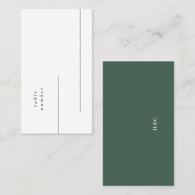 Cartão De Lugar Green Emerald Modern Simple Sage Moss Clean Plain (Frente/Verso)