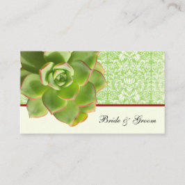 Cartão De Lugar Green Succulage Vintage Damask Ivory Place Cards
