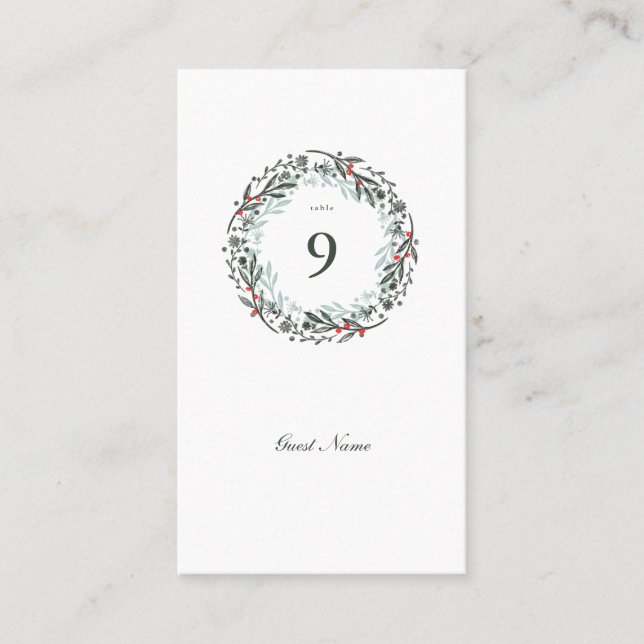 Cartão De Lugar Greenery de inverno Dia Botânico do Convidado (Frente)