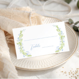 Cartão De Lugar Grinalda Floral Azul Pastel Casamento Chá de Noiva
