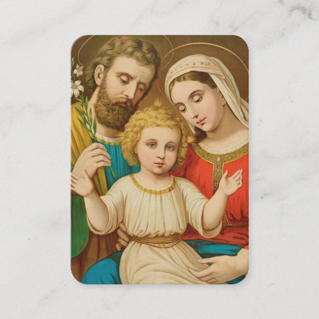 Cartão De Lugar Holy Family Prayer Card with Family Blessing (Frente)