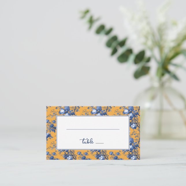 Cartão De Lugar Hortênsia Floral Laranja Alegre (Em pé/Frente)