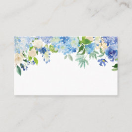 Cartão De Lugar Hydrangeas e Rosas Floral Garland Azul