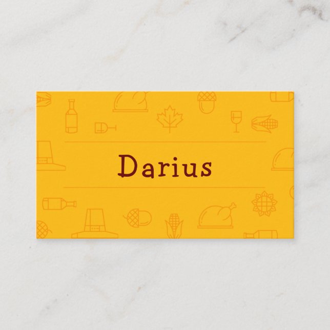 Cartão De Lugar Ícone de Ação de Graças de ouro (Frente)