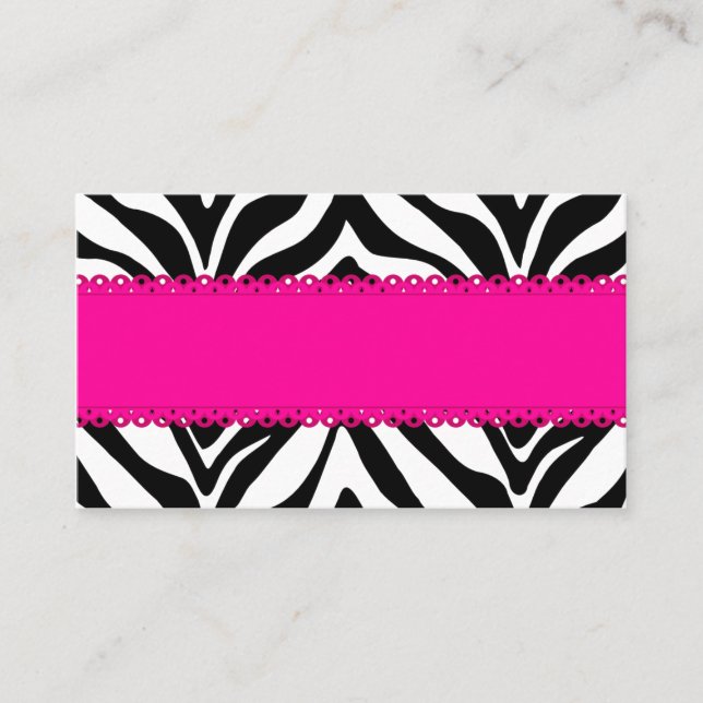 Cartão De Lugar Impressão Elegante Zebra - Cor-de-rosa Personaliza (Frente)