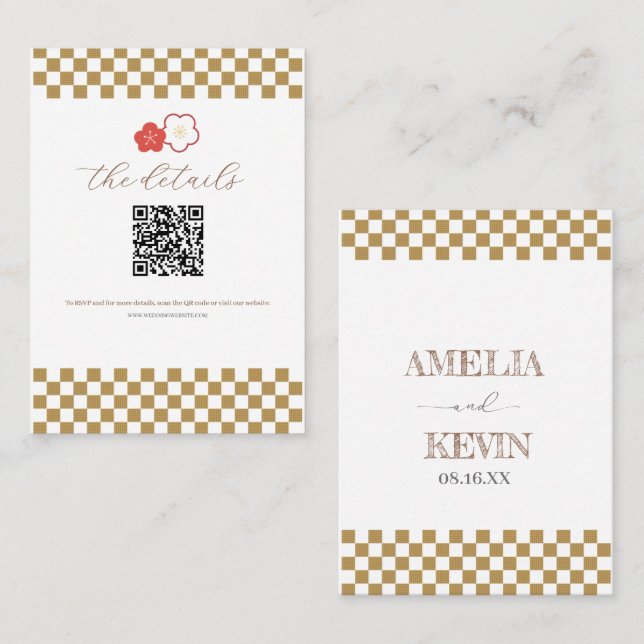 Cartão De Lugar Japanese Touch Bridal (Frente/Verso)