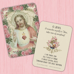 Cartão De Lugar Jesus Sagrado Cardíaco Virgem Maria Orando