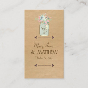 Cartão De Lugar Kraft Paper Parece Rustic Mason Jar Modern Floral