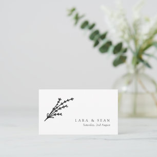 Cartão De Lugar Lavanda flexível preto e branco minimalista modern