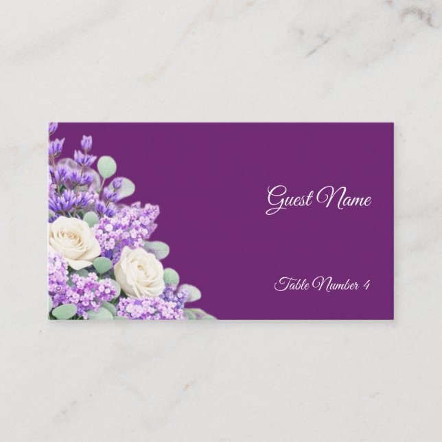 Cartão De Lugar Lavender and Lilacs Wedding Place Cards - Flat (Frente)