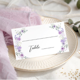 Cartão De Lugar Lilac Lavender Floral Wreath Bridal Shower Wedding