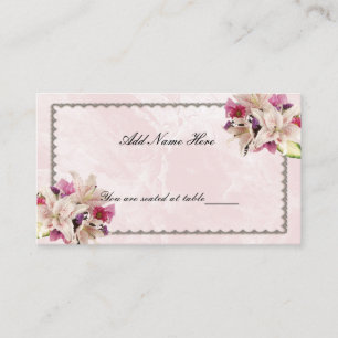 Cartão De Lugar Lily Floral Branca, Cor-de-rosa, Mesa de Casamento