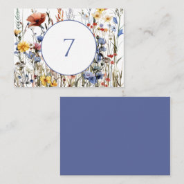 Cartão De Lugar Lindas flores silvestres de aquarela