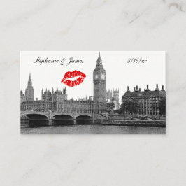 Cartão De Lugar Londres Inglaterra Skyline Kiss BW Place Cards