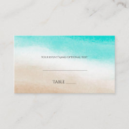 Cartão De Lugar Lugar de Casamento de Praia Elegante com Aquarela 