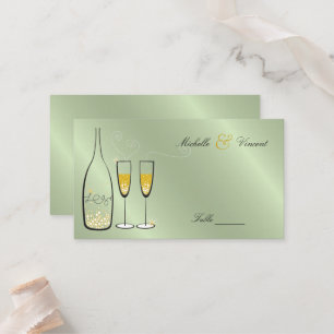 Cartão De Lugar Lugar dourado das bolhas de Champagne/cartão