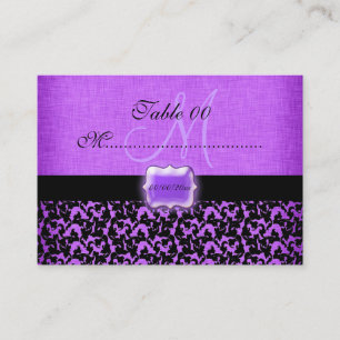 Cartão De Lugar Maluco preto roxo "número da mesa"