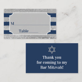 Cartão De Lugar Marinho, Cinza Stripes Bar Mitzvah