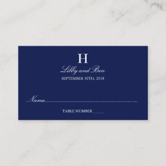 Cartão De Lugar Marinho Trendy e Casamento Branco