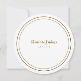 Cartão de Lugar Marrom-redondo para convidado pers