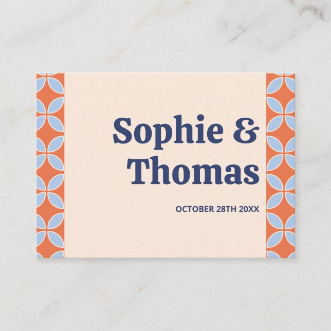 Cartão De Lugar Meio século Retro Wedding (Frente)