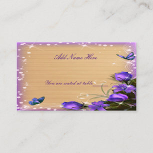 Cartão De Lugar Mesa de Casamento de Borboleta Floral Roxa de Made