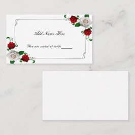 Cartão De Lugar Mesa de Casamento de Natal de Rosas Vermelhas e Br