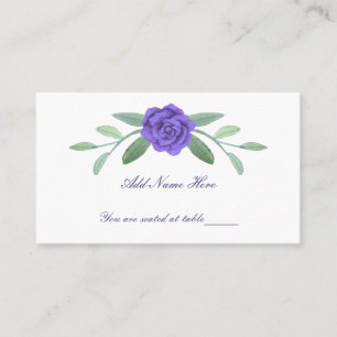 Cartão De Lugar Mesa de Folhagem Azul-Floral Roxo
