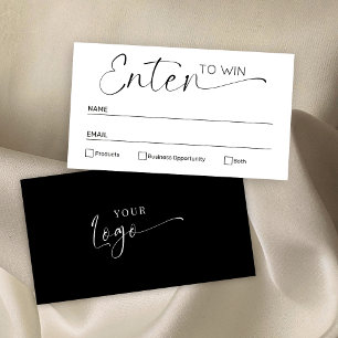 Cartão De Lugar Mínimo de White Enter para Ganhar Bilhete Raffle