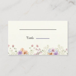 Cartão De Lugar Modern wildflowers spring wedding