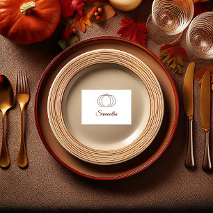 Cartão De Lugar Moderno Ação de Graças/Friendsgiving Abóbora Marro