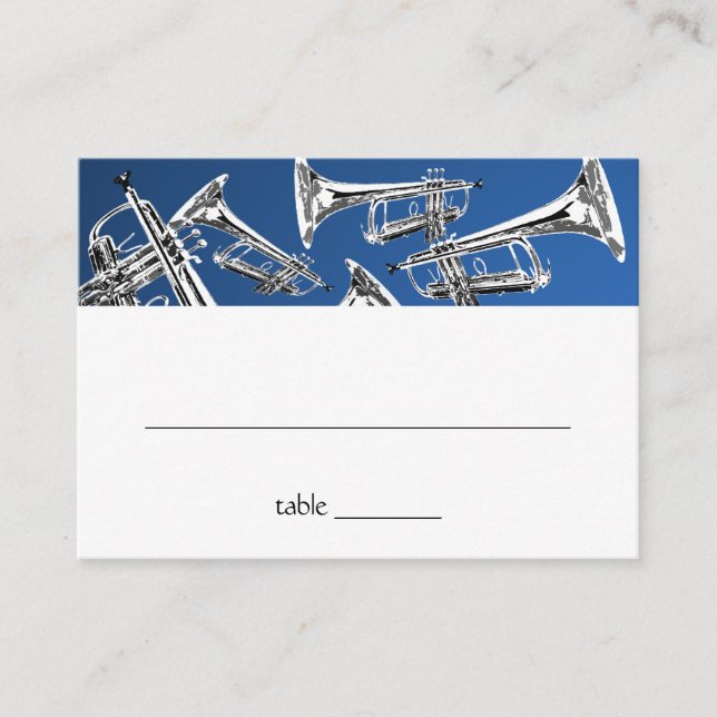 Cartão De Lugar Music Silver Trumpet Bar Mitzvah Seating Card (Frente)