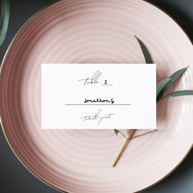 Cartão De Lugar Na moda Personalizar Nomes Branco Preto (Criador carregado)