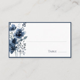 Cartão De Lugar Navy Blue Botanical Wedding