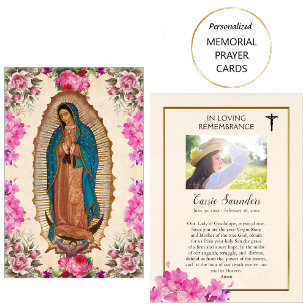 Cartão De Lugar Nossa Senhora de Guadalupe Memorial Prayer Card