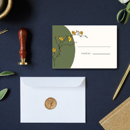 Cartão De Lugar Número da Tabela Russa de Frame Floral Amarelo Vin