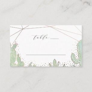 Cartão De Lugar Número Geométrico de Casamento Cactus & Succulents