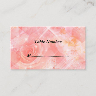 Cartão De Lugar Números da Mesa Flores Rosa